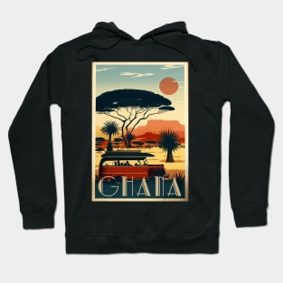 Ghana Safari Vintage Travel Art Poster Hoodie